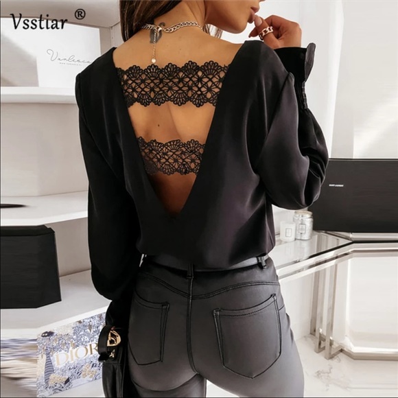 Affordable Fashion Finds Tops - Long sleeves blouse, deep v-neck